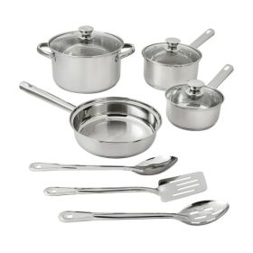 Stainless Steel 10Pc Cookware set (Color: White)