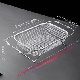 Expandable Stainless Steel Kitchen Sink Colander/Drain Basket for Fruits, Vegetables, Dishes, Bowls & Cutlery Washing Drains Forks, Knives (Capacity: large)