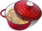 3 QT Cast Iron Dutch Oven, Enamel Coated Cookware Pot with Self Basting Lid for Home Baking, Braiser, Cooking, Aqua