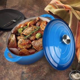 Cast iron Dutch Oven Pot For Gas, Induction cookers, or barbecue grills. (Color: Gradient deep blue)