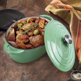 Cast iron Dutch Oven Pot For Gas, Induction cookers, or barbecue grills. (Color: Light Green)