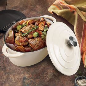 Cast iron Dutch Oven Pot For Gas, Induction cookers, or barbecue grills. (Color: Milky white)