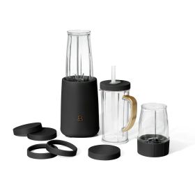 Drew Barrymore's Personal Blender Set Travel Cup Included Use for Smoothies, Salsas, and Creamy Sauces (Color: Black Sesame)