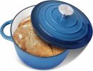 4.5 QT Cast Iron Dutch Oven, Enamel Coated Cookware Pot with Self Basting Lid for Home Baking, Braiser, Cooking