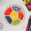 Divided Serving Tray with Lid 360° Rotatable Snack Box Container with 6 Dividers Clear Portable Snack Platters for Fruit Candy Nut Sna