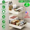 2Pcs Pull Out Cabinet Sliding Shelf Spice Rack Organizer Carbon Steel Roll Out Drawers with Adhesive Nano Film with Handle 55LBS Max Load