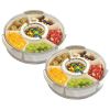 Divided Serving Tray with Lid 360° Rotatable Snack Box Container with 6 Dividers Clear Portable Snack Platters for Fruit Candy Nut Sna