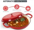 COOKWIN Cast Iron Casserole Braiser;  3.8 Qt; Heavy Duty Casserole Skillet with Lid and Dual Handles