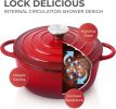 4.5 QT Cast Iron Dutch Oven, Enamel Coated Cookware Pot with Self Basting Lid for Home Baking, Braiser, Cooking