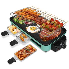 Electric Indoor Grill 2000W 2-in-1 Electric BBQ Grill/ Removable Plate/ 5 Temperature Control Settings/ 3 Small Trays Dishwasher Safe (Option: 2000W)