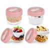 4 Food Containers with Lids and Folding Spoons 20oz Portable & Leak-proof Jars