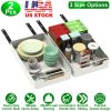 2Pcs Pull Out Cabinet Sliding Shelf Spice Rack Organizer Carbon Steel Roll Out Drawers with Adhesive Nano Film with Handle 55LBS Max Load