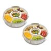 Divided Serving Tray with Lid 360° Rotatable Snack Box Container with 6 Dividers Clear Portable Snack Platters for Fruit Candy Nut Sna