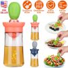Oil Dispenser Bottle 2 In 1 Glass Olive Oil Dispenser Silicone Dropper with Silicone Brush Dropper Measuring Container for Kitchen Baking BBQ