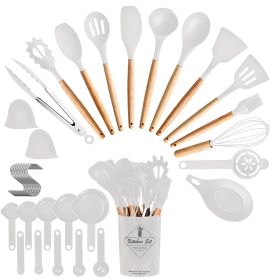 4 Colors Options - 35Pcs Set Kitchen Cooking Utensils Spatula Set/Baking Utensil Set/Kitchen Accessories (Color: White)
